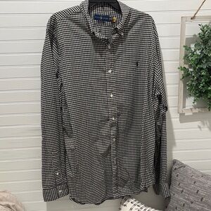 Ralph Lauren Men's Black and White Gingham Shirt